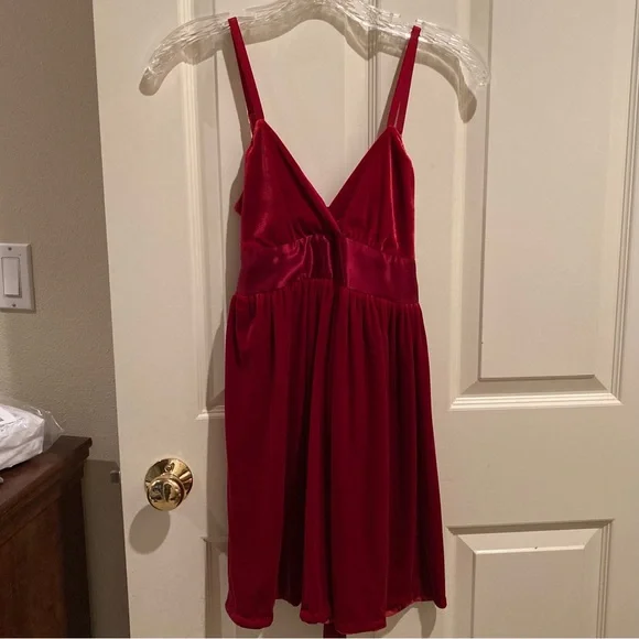 Necessary Objects Dresses | Necessary Objects Velvet Babydoll Dress | Color: Red | Size: Xs | Rockyroad1283'S Closet